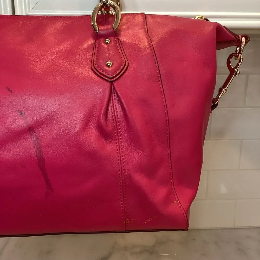 Coach Bag Purse Handbag Colette Leather Carryall Satchel Tote Pocketbook Pink